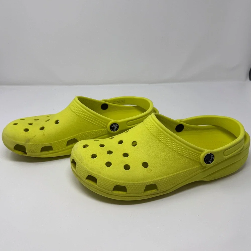 Crocs Classic Clog Mens 10 Neon Yellow Lime Green Slip On Comfort Shoes